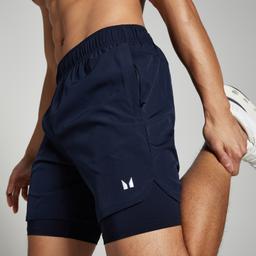 MP Men's 2-in-1 7  Training Shorts - Navy - S - Product thumbnail image 1 showing different views and angles