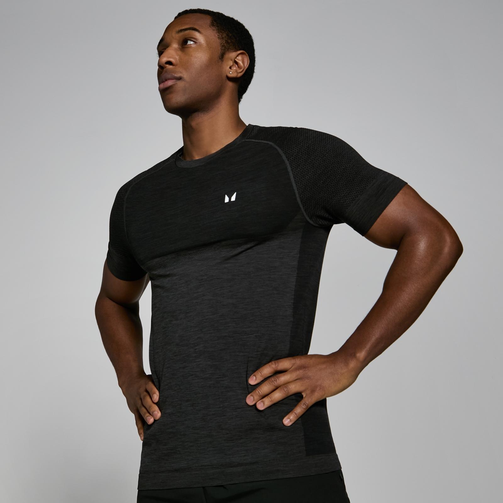 MP Men's Seamless Short Sleeve T-Shirt - Black Marl - M - High quality product image showing MP Men's Seamless Short Sleeve T-Shirt - Black Marl - M details and features