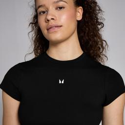MP Women's Basics Body Fit Short Sleeve Crop T-Shirt - Black - L - Product thumbnail image 3 showing different views and angles