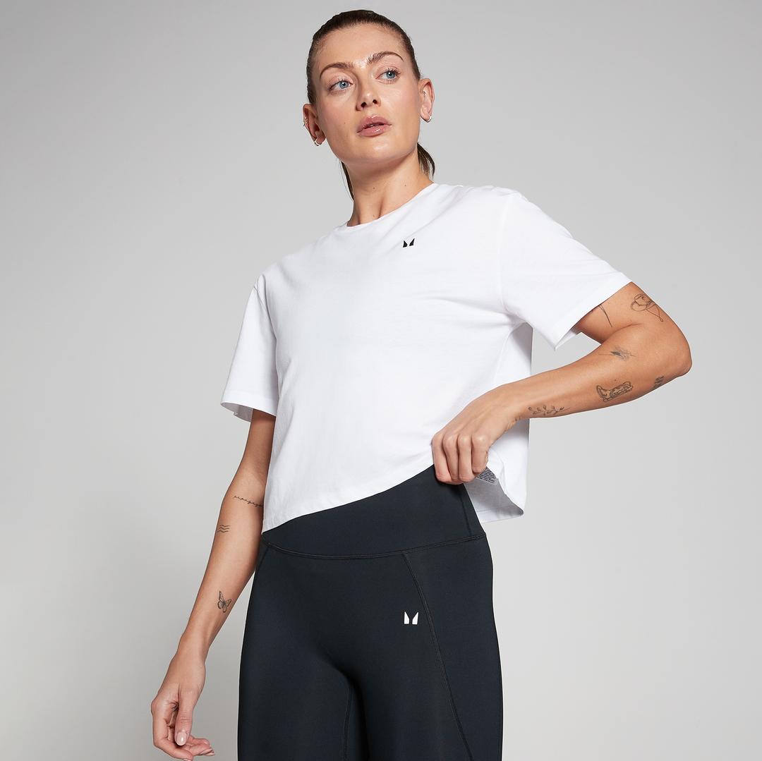MP Women's Basics Boxy Short Sleeve Crop T-Shirt - White - S - Myprotein (US) Health & Nutrition product