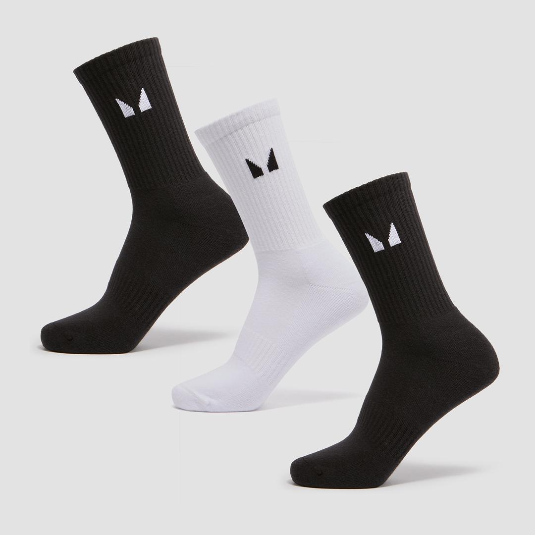 MP Unisex Crew Socks (3 Pack) - Black/White - UK 12-14 - Myprotein (US) Health & Nutrition product
