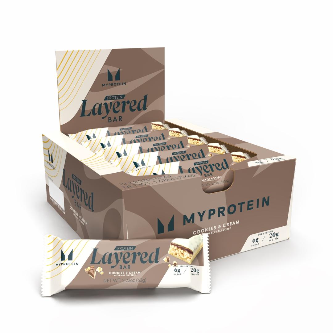 Layered Protein Bar - 12Bars - Cookies and Cream - Myprotein (US) Health & Nutrition product