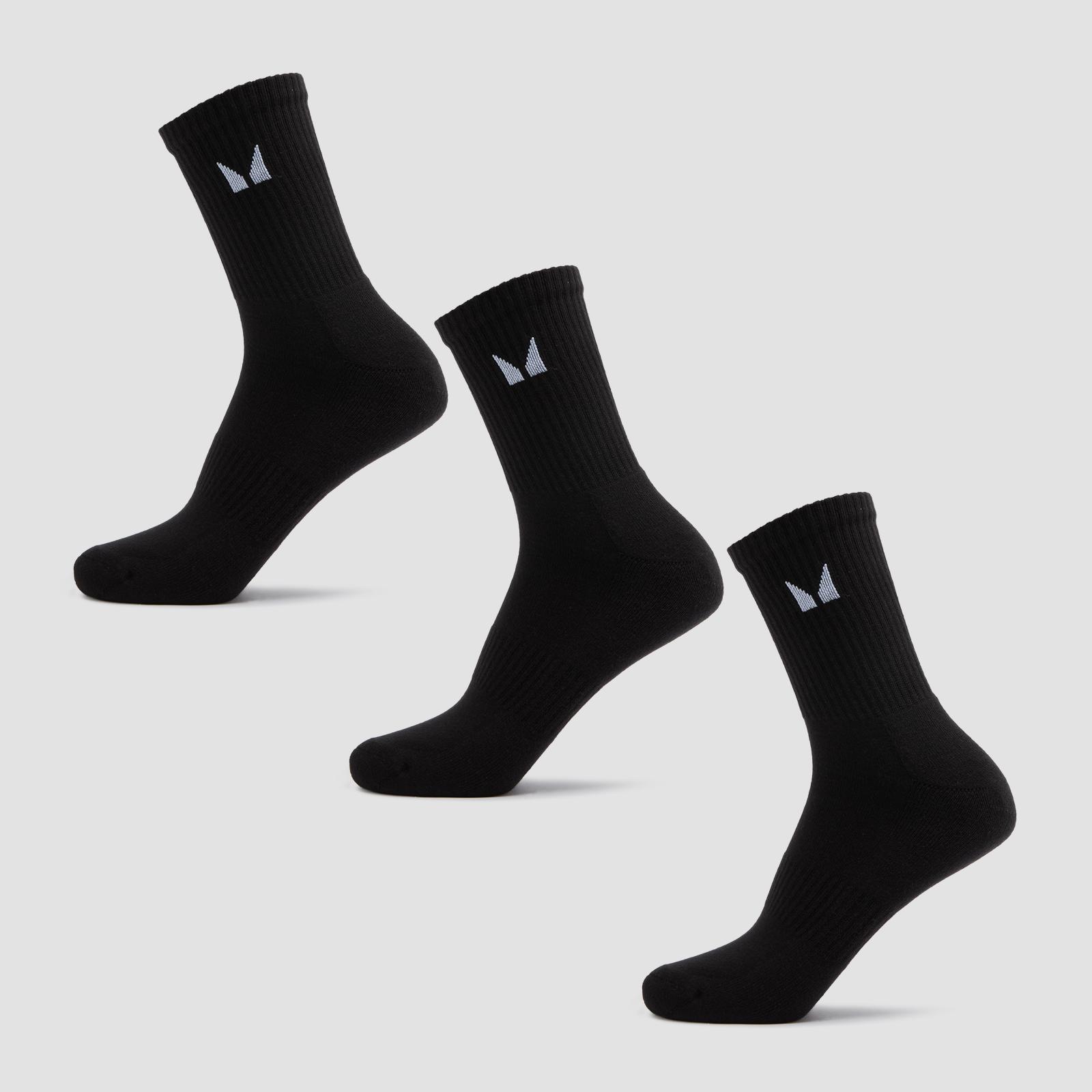 MP Unisex Crew Socks (3 Pack) - Black - UK 6-8 - High quality product image showing MP Unisex Crew Socks (3 Pack) - Black - UK 6-8 details and features