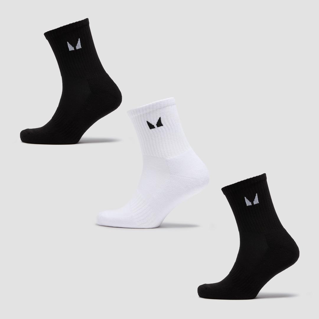 MP Unisex Crew Socks (3 Pack) - Black/White - UK 2-5 - Myprotein (US) Health & Nutrition product