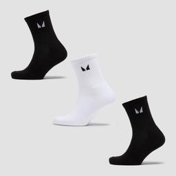 MP Unisex Crew Socks (3 Pack) - Black/White - UK 9-11 - Product thumbnail image 1 showing different views and angles