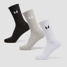 MP Unisex Crew Socks (3 Pack) - White/Black/Grey Marl - UK 2-5 - Product thumbnail image 1 showing different views and angles