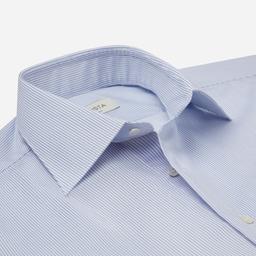 Shirt  striped  light blue easy-iron cotton dobby, collar style  formal straight point collar - Product thumbnail image 2 showing different views and angles