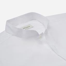 Shirt  solid  white cotton twill, collar style  open band collar - Product thumbnail image 2 showing different views and angles