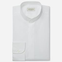 Shirt  solid  white cotton poplin double twisted, collar style  band collar without button - Product thumbnail image 1 showing different views and angles
