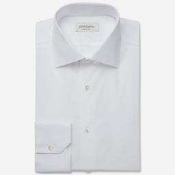 Shirt  solid  white cotton poplin giza 87, collar style  semi-spread collar - Product thumbnail image 1 showing different views and angles