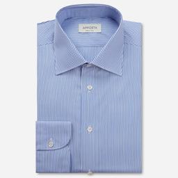 Shirt  striped  light blue cotton poplin giza 87, collar style  semi-spread collar - Product thumbnail image 1 showing different views and angles