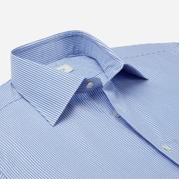 Shirt  striped  light blue cotton poplin giza 87, collar style  semi-spread collar - Product thumbnail image 2 showing different views and angles