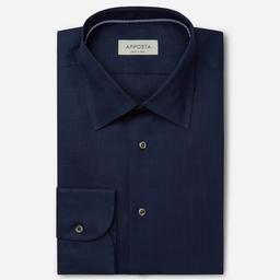 Shirt  solid  navy blue linen plain, collar style  low straight point collar - Product thumbnail image 1 showing different views and angles