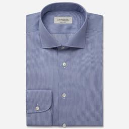 Shirt  hairline stripe  navy blue wrinkle-free cotton twill double twisted, collar style  lower spread collar - Product thumbnail image 1 showing different views and angles