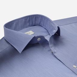 Shirt  hairline stripe  navy blue wrinkle-free cotton twill double twisted, collar style  lower spread collar - Product thumbnail image 2 showing different views and angles