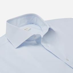 Shirt  small check  light blue cotton poplin giza 87, collar style  lower spread collar - Product thumbnail image 2 showing different views and angles