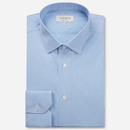 Shirt  striped  light blue cotton poplin, collar style  low straight point collar - Product thumbnail image 1 showing different views and angles