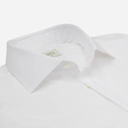 Shirt  solid  white stretch cotton poplin, collar style  semi-spread collar - Product thumbnail image 2 showing different views and angles