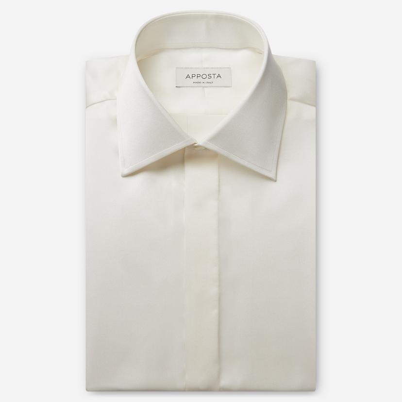 Shirt  solid  ivory silk poplin, collar style  formal straight point collar, cuff  french cuff (cufflinks) - Product image