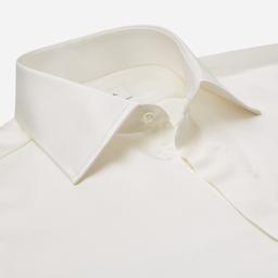 Shirt  solid  ivory silk poplin, collar style  formal straight point collar, cuff  french cuff (cufflinks) - Product thumbnail image 2 showing different views and angles