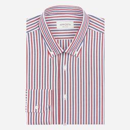 Shirt  striped  red cotton plain, collar style  small button-down collar - Product thumbnail image 1 showing different views and angles
