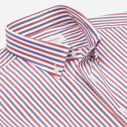 Shirt  striped  red cotton plain, collar style  small button-down collar - Product thumbnail image 2 showing different views and angles