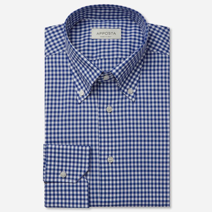 Shirt  gingham check  light blue cotton zephyr, collar style  button-down collar - Product image