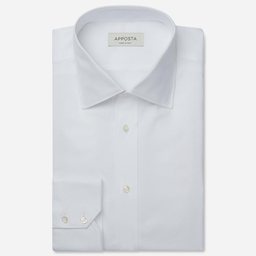 Shirt  solid  white cotton pinpoint oxford double twisted, collar style  semi-spread collar - Product image