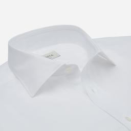 Shirt  solid  white cotton pinpoint oxford double twisted, collar style  semi-spread collar - Product thumbnail image 2 showing different views and angles