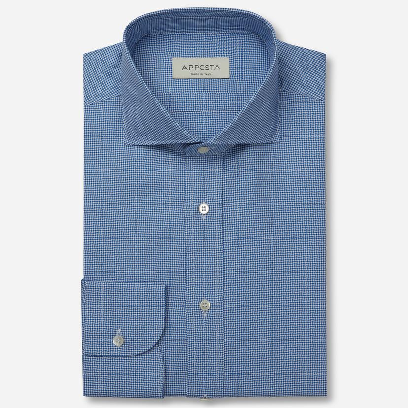 Shirt  houndstooth check  light blue cotton oxford double twisted, collar style  lower spread collar - Product image