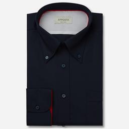 Shirt  solid  navy blue cotton satin, collar style  high button-down collar - Product thumbnail image 1 showing different views and angles