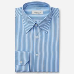 Shirt  striped  light blue cotton plain, collar style  hidden button down collar - Product thumbnail image 1 showing different views and angles