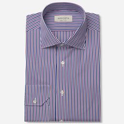 Shirt  striped  multi cotton poplin double twisted, collar style  semi-spread collar - Product thumbnail image 1 showing different views and angles