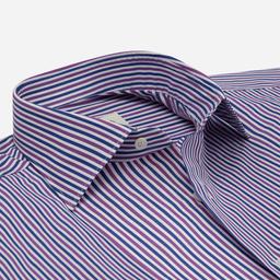 Shirt  striped  multi cotton poplin double twisted, collar style  semi-spread collar - Product thumbnail image 2 showing different views and angles