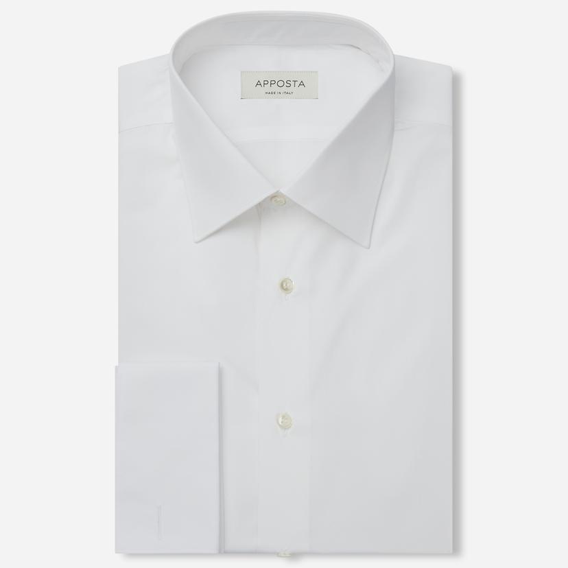 Shirt  solid  white cotton poplin giza 87, collar style  low straight point collar, cuff  french cuff (cufflinks) - Product image