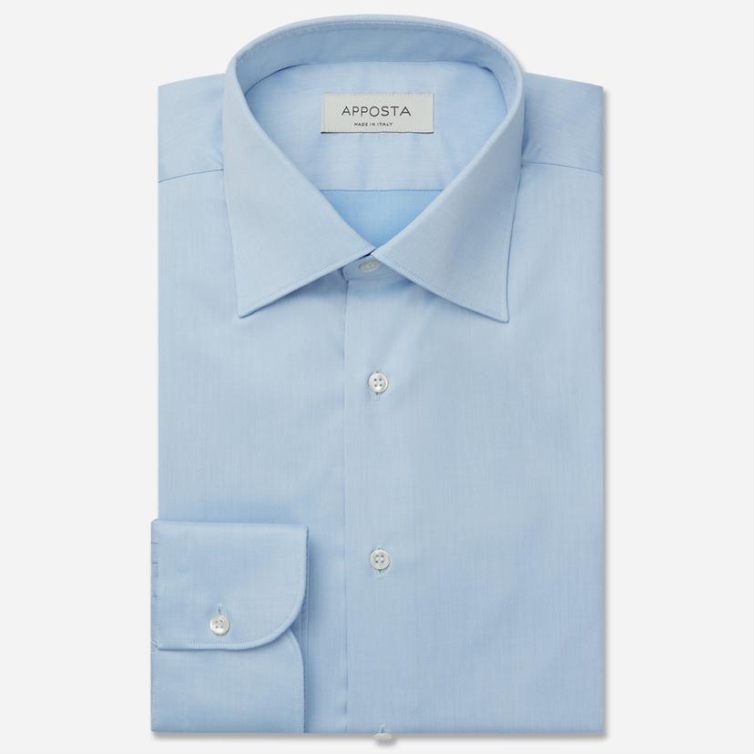 Shirt  solid  light blue easy-iron cotton twill, collar style  formal straight point collar - Product image