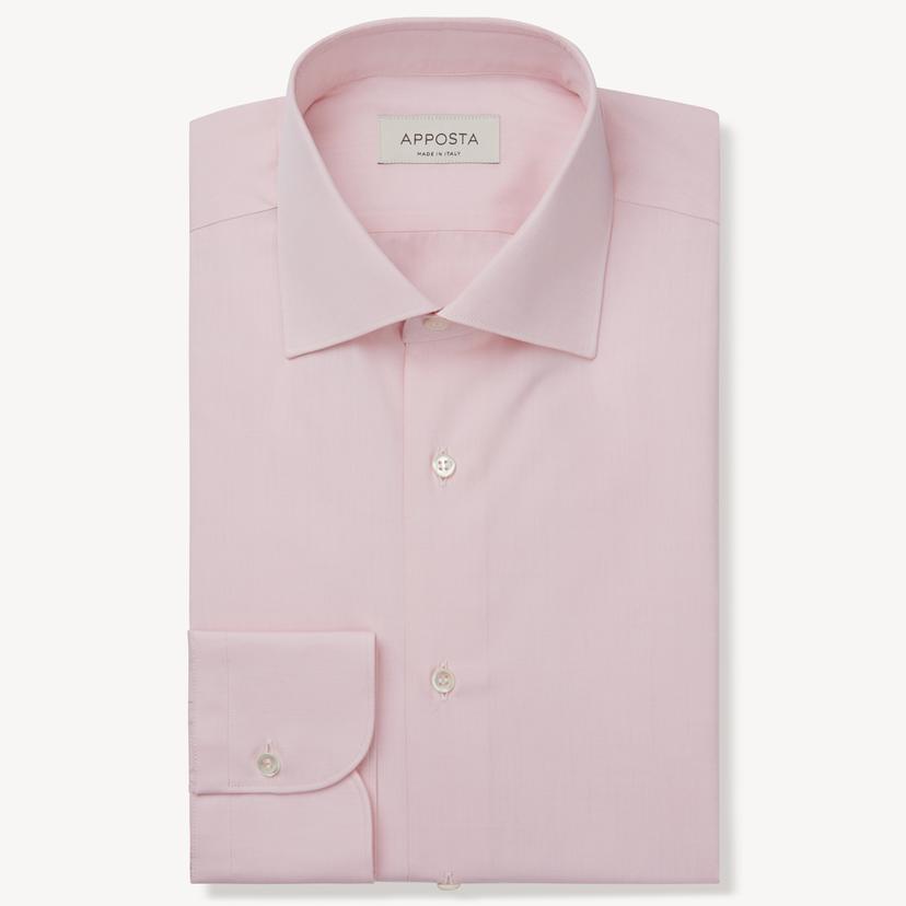 Shirt  solid  pink cotton poplin double twisted, collar style  semi-spread collar - Product image