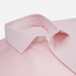 Shirt  solid  pink cotton poplin double twisted, collar style  semi-spread collar - Product thumbnail image 2 showing different views and angles