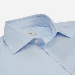 Shirt  small check  light blue cotton plain, collar style  semi-spread collar, cuff  french cuff (cufflinks) - Product thumbnail image 2 showing different views and angles