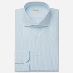 Shirt  striped  light blue cotton fil-&#224;-fil, collar style  lower spread collar - Product thumbnail image 1 showing different views and angles