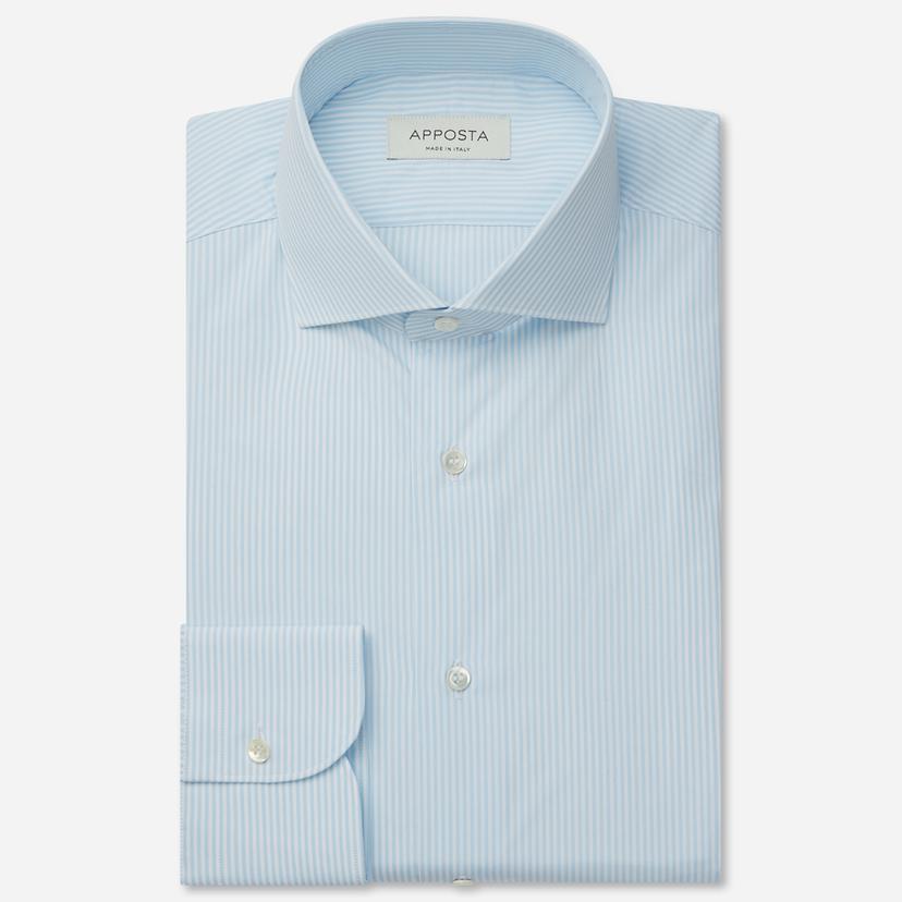 Shirt  striped  light blue cotton fil-&#224;-fil, collar style  lower spread collar - Product image