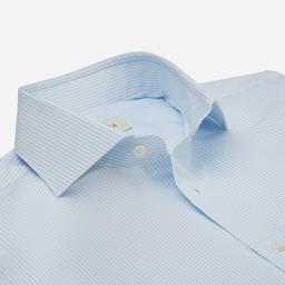 Shirt  striped  light blue cotton fil-&#224;-fil, collar style  lower spread collar - Product thumbnail image 2 showing different views and angles