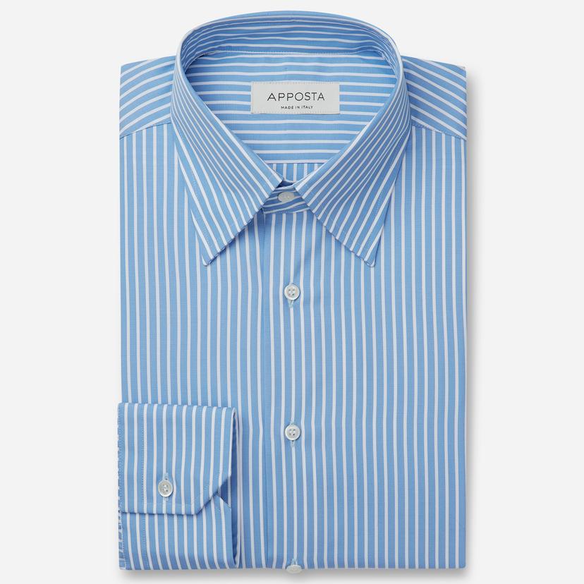 Shirt  striped  light blue wrinkle-free cotton poplin, collar style  hidden button down collar - Product image