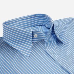 Shirt  striped  light blue wrinkle-free cotton poplin, collar style  hidden button down collar - Product thumbnail image 2 showing different views and angles