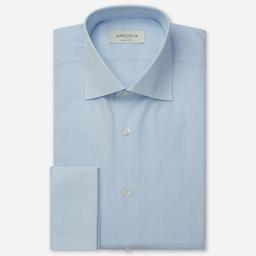 Shirt  small check  light blue cotton poplin double twisted, collar style  spread collar - Product thumbnail image 1 showing different views and angles