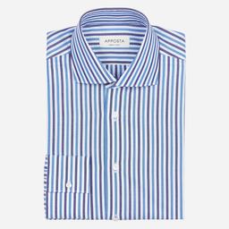 Shirt  striped  navy blue cotton plain, collar style  lower spread collar - Product thumbnail image 1 showing different views and angles