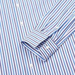 Shirt  striped  navy blue cotton plain, collar style  lower spread collar - Product thumbnail image 2 showing different views and angles