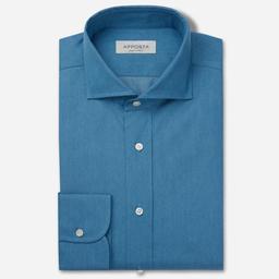 Shirt  solid  light blue cotton denim, collar style  lower spread collar - Product thumbnail image 1 showing different views and angles