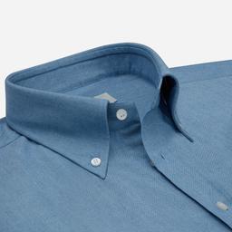 Shirt  solid  light blue cotton denim, collar style  button-down collar - Product thumbnail image 2 showing different views and angles