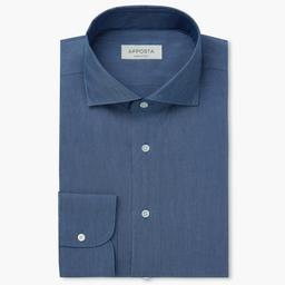 Shirt  solid  navy blue cotton denim, collar style  lower spread collar - Product thumbnail image 1 showing different views and angles